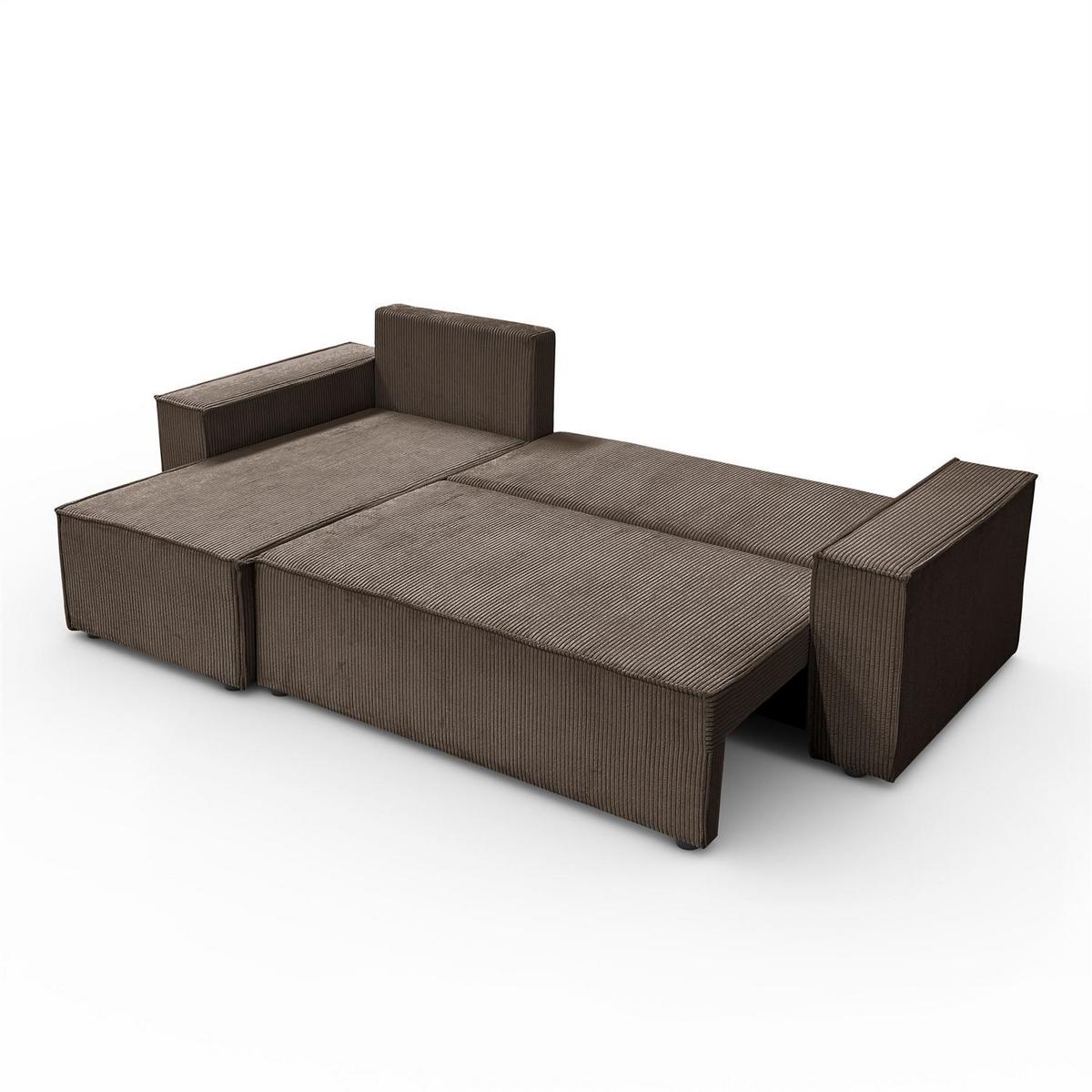 GEPOLSTERTES Ecksofa CARLOS L, Poso 06 - Braun, Textil (247/143cm) - Lookway