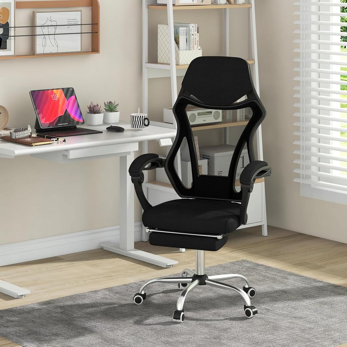 BÜROSTUHL Schwarz - Schwarz, Textil (70/116.5/68cm) - COSTWAY