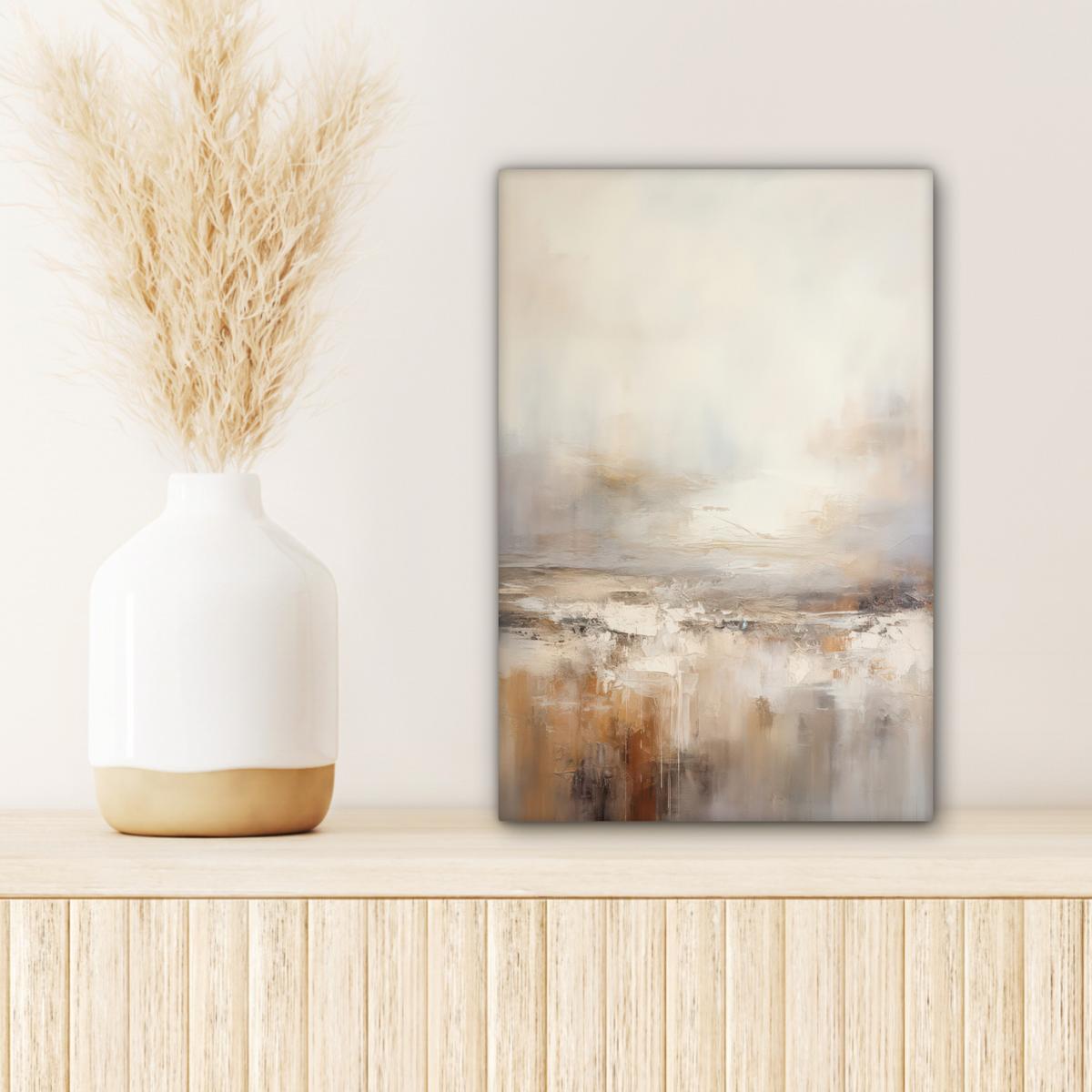 LEINWANDBILD Kunst - Industriell - Grau - Braun - Abstrakt Deko Wohnzimmer 20x30 cm - Sandfarben, Textil (20/30cm) - MuchoWow