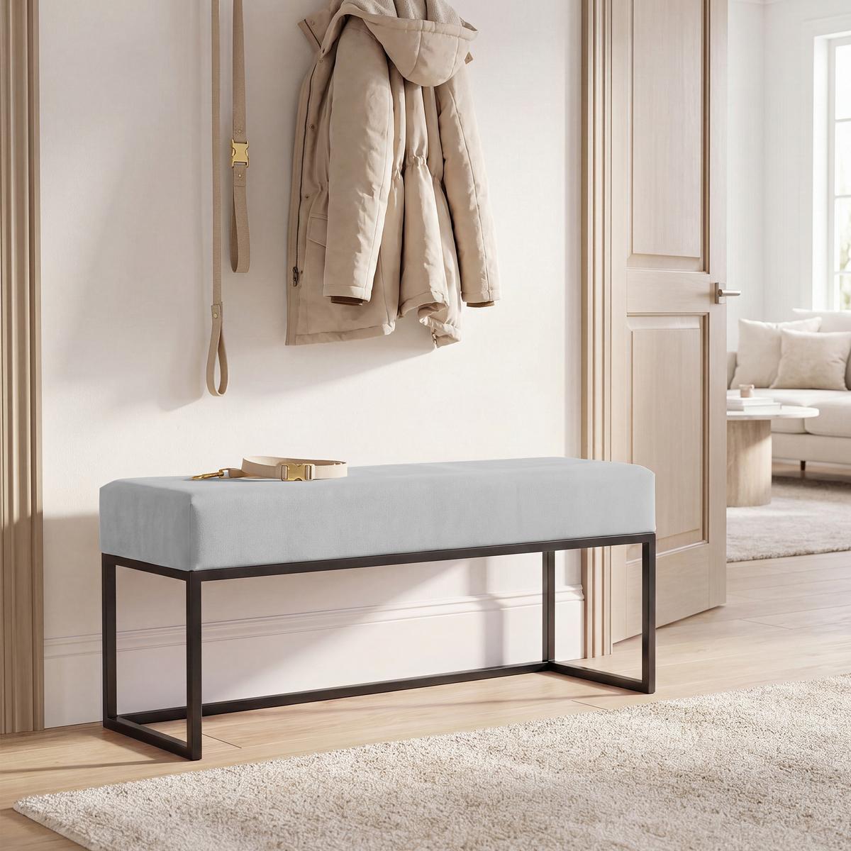 POLSTERBANK PURE 100 cm Metallgestell, Schwarz / Grau - Grau, Textil/Metall (100/44/30cm) - Idohome