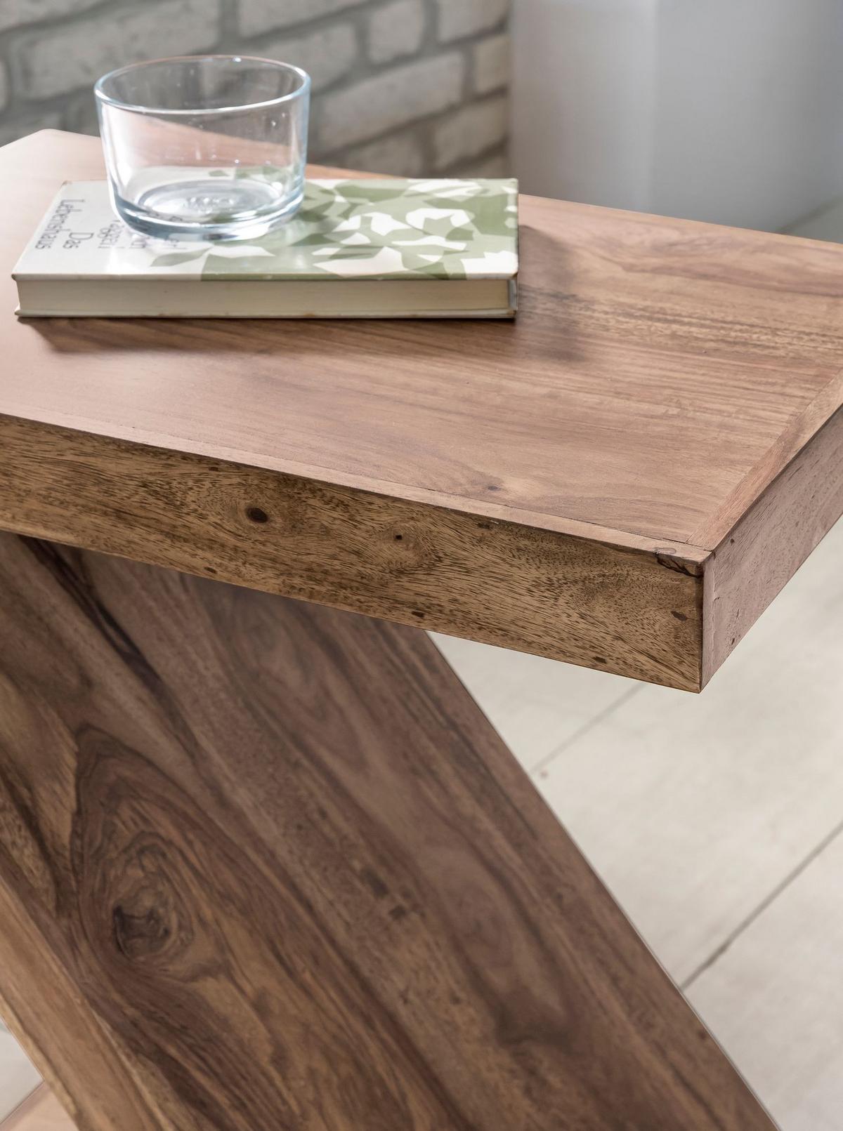 BEISTELLTISCH Massivholz Z-Form Handgefertigt, Beige 44x30x59 cm - Beige, Holz (30/44/59cm) - KADIMA DESIGN