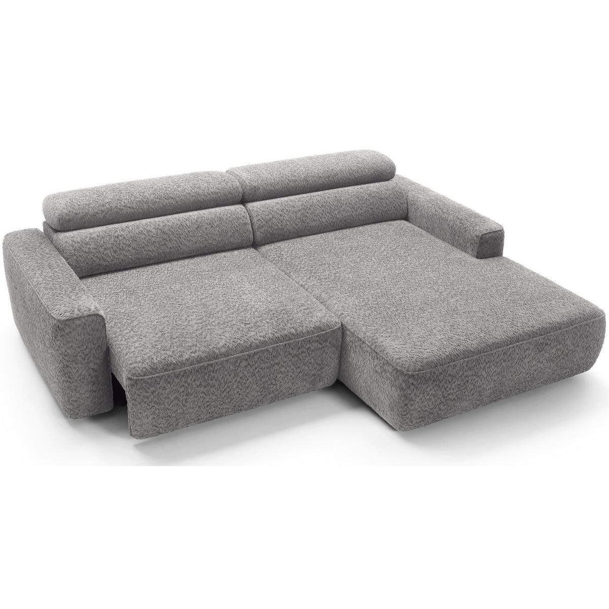 ECKSOFA Fando Hellgrau Chenille - Hellgrau/Schwarz, Kunststoff/Textil (182/252cm) - Selsey