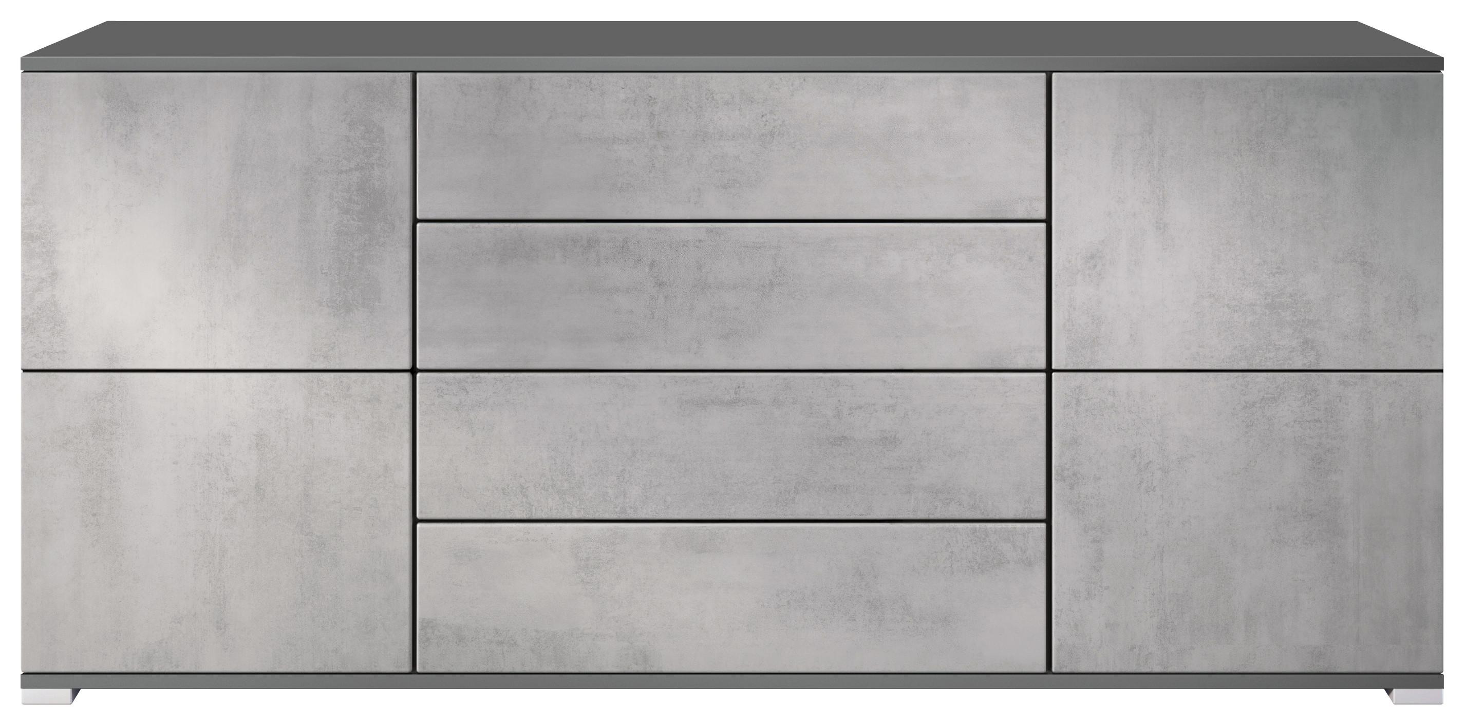 SIDEBOARD Rova Beton Oxid Optik - Hellgrau, Holzwerkstoff (166.5/75.5/35cm) - Vladon