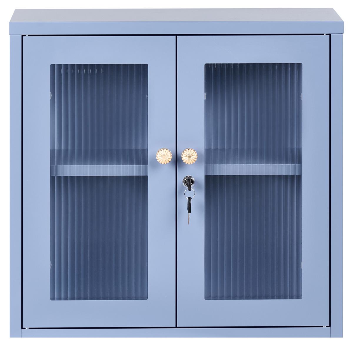 WANDSCHRANK 60 cm Metall Blau Harlyn - Blau, Metall (60/57/18cm) - Beliani