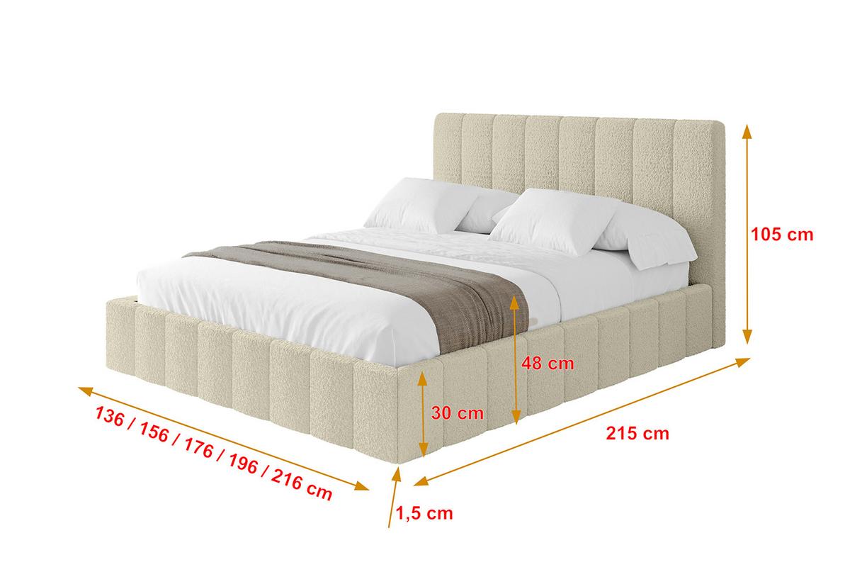 POLSTERBETT mit Bettkasten und Lattenrost, Bett mit Matratze H3/H4 - FINO 180x200 Beige - Taupe, Holzwerkstoff/Textil (180/200cm) - ALTDECOR