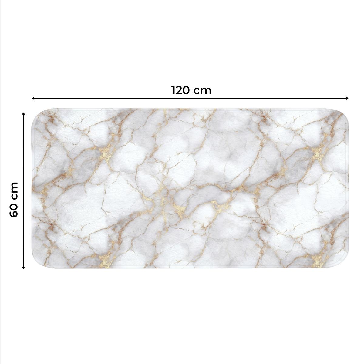 WC-VORLEGER Weiß - Gold - Marmor - Grau WC Teppich 120x60 cm - Weiß, Textil (120/1cm) - OnlyWow