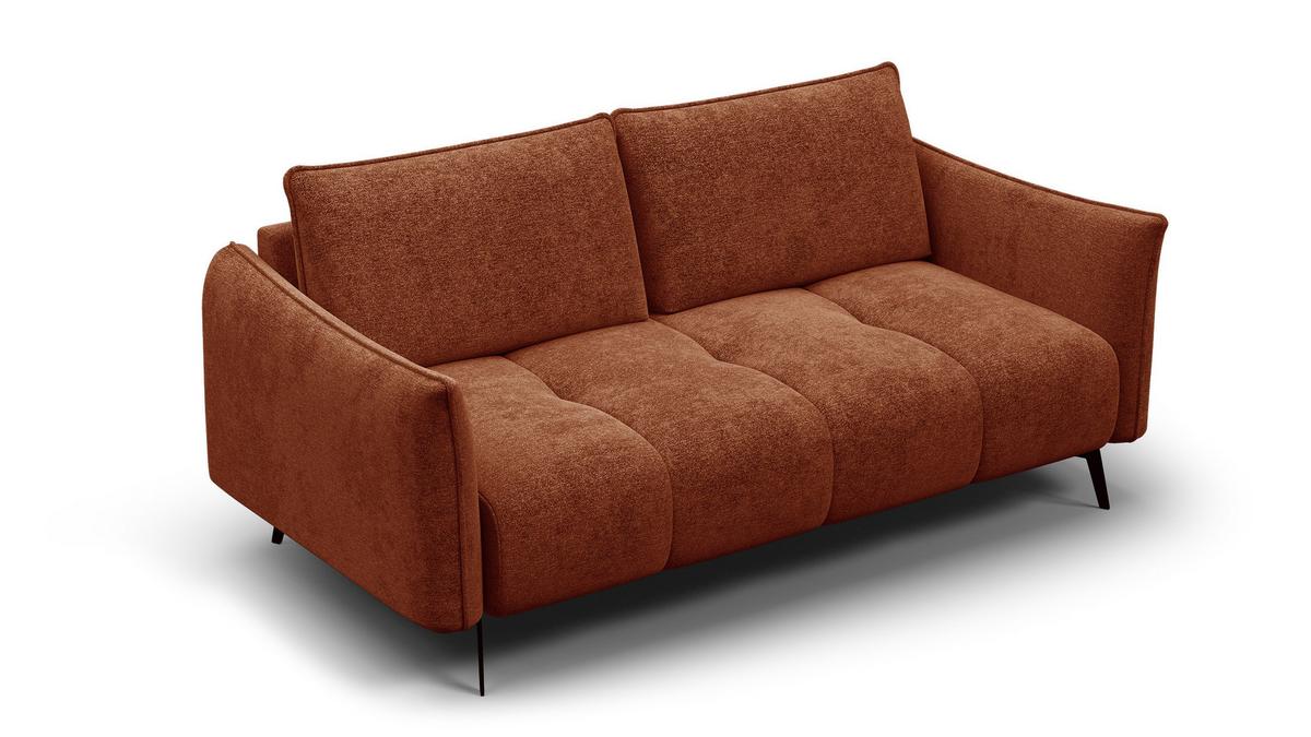 SOFA AERA 2,5-Sitzer, orange - Schwarz/Orange, Holz/Textil (187/89/96cm) - Wozimo
