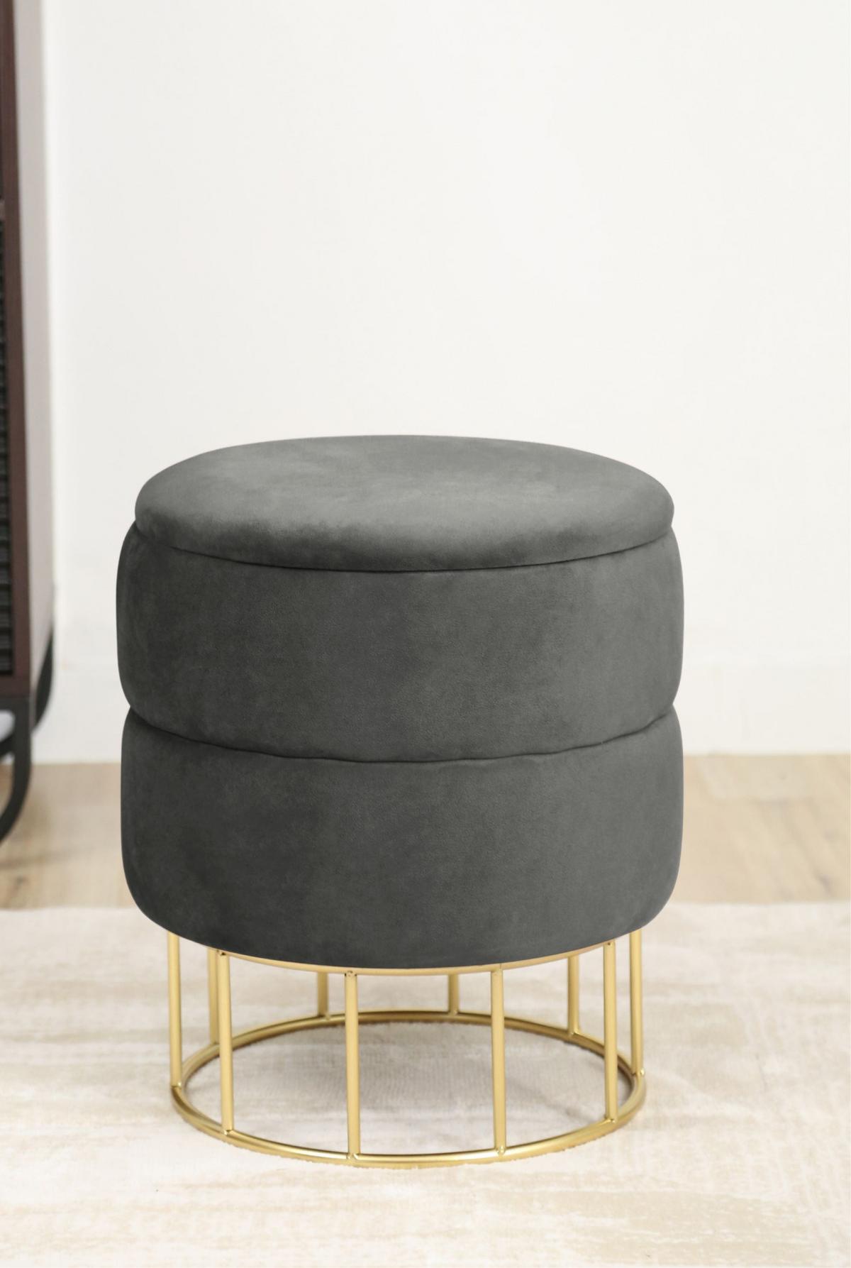 SITZHOCKER mit Stauraum, Polsterhocker Grau 37/42/37 - Grau, Textil (37/42/37cm) - RAUMHIRSCH FURNITURE