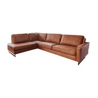 ECKSOFA VILNIUS Braun Lederfaserstoff - Schwarz/Braun, Leder/Metall (290/217cm) - KAWOLA