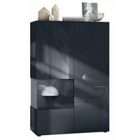 VITRINE Morena Einsatz in Schwarz Hochglanz - Schwarz Hochglanz, Holzwerkstoff (91.5/136.5/37cm) - Vladon
