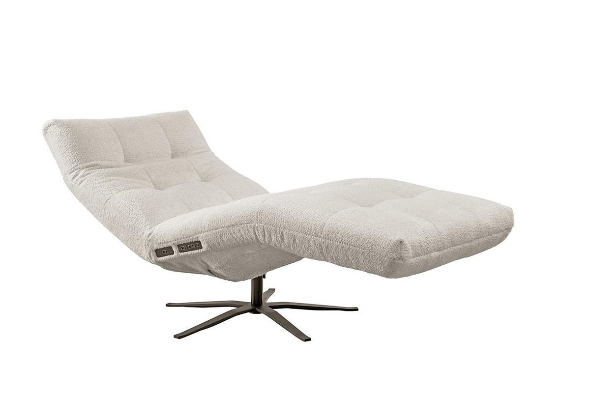 RELAXLIEGE LETICIA Weiß Flachgewebe Relaxfunktion, Drehbar (360°) - Schwarz/Weiß, Textil/Metall (82/115/156cm) - KAWOLA