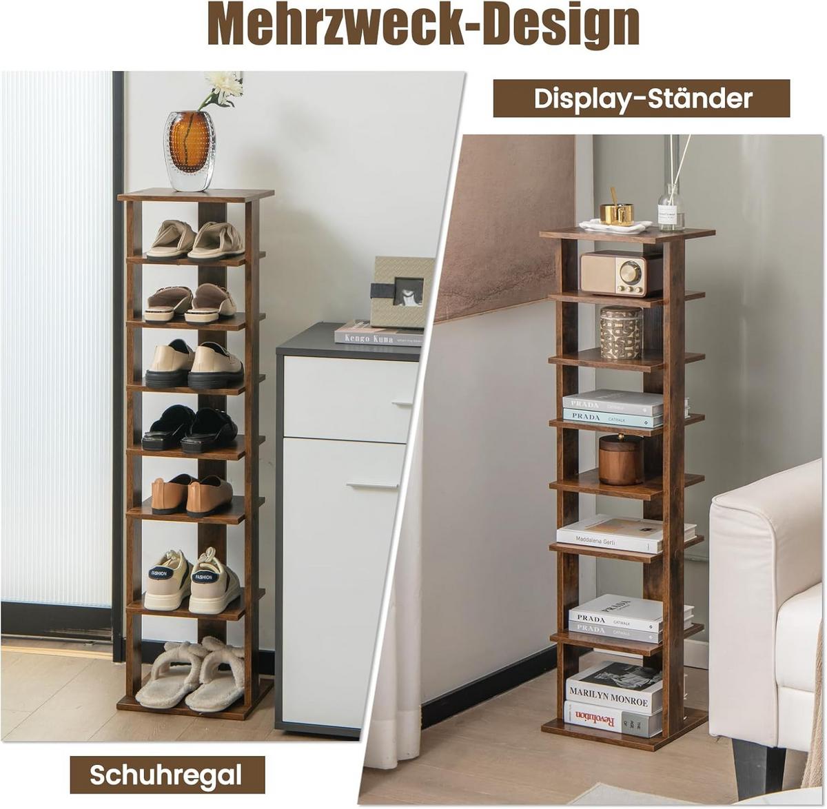 SCHUHSTÄNDER höheverstellbar Braun - Braun, Holz (28/110/27cm) - COSTWAY
