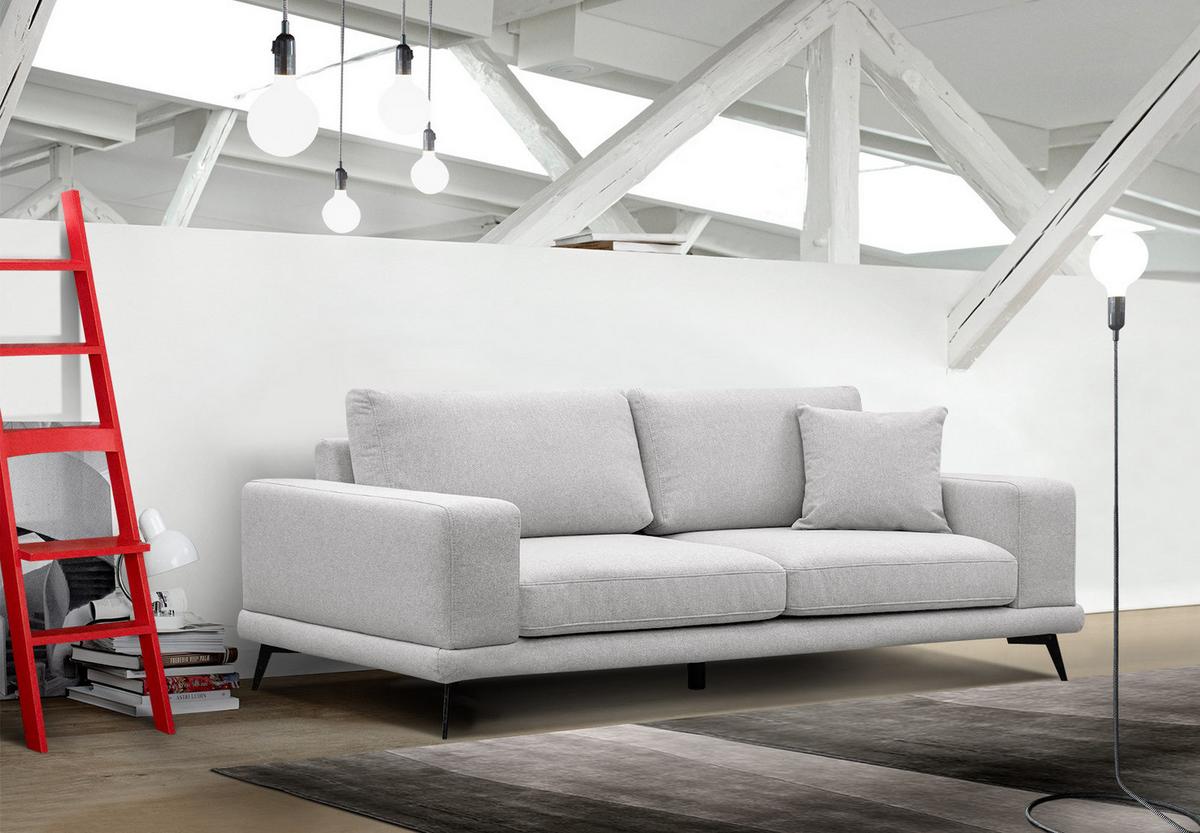 SOFA MEDIOLANE 3-Sitzer, hellgrau - Hellgrau, Holzwerkstoff/Textil (233/87/96cm) - Wozimo