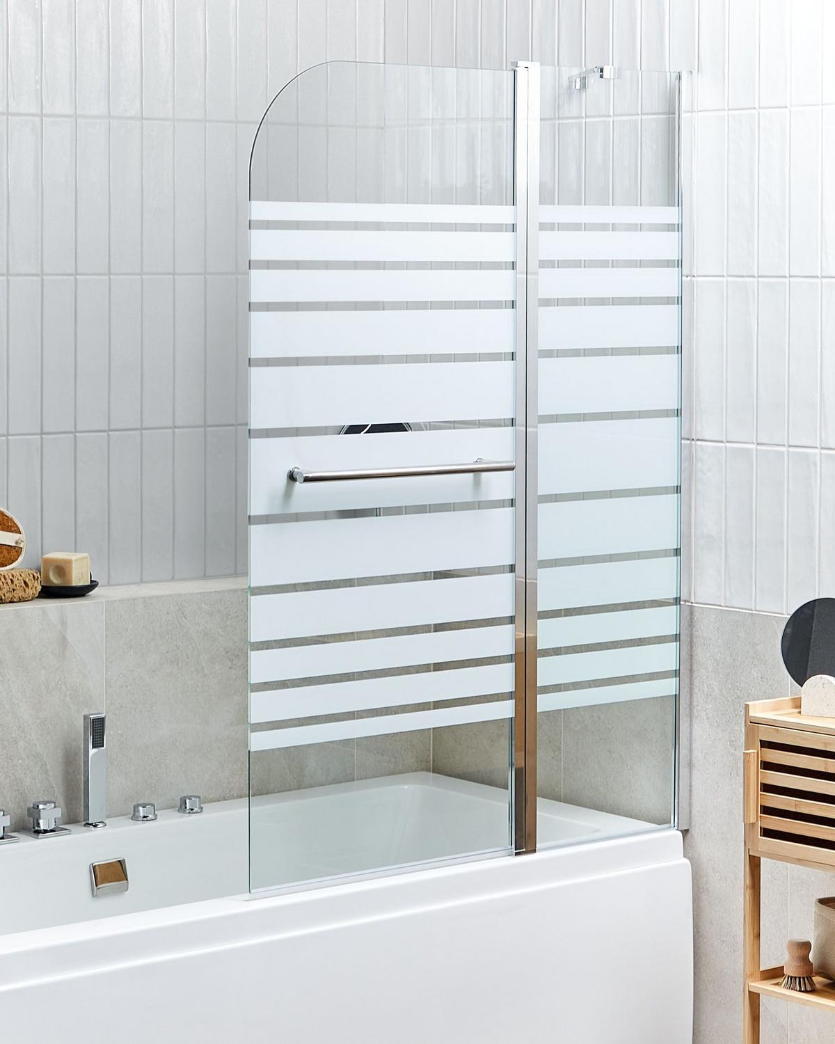 BADEWANNENAUFSATZ 140/100 cm Silber Tuapi - Transparent/Silberfarben, Glas (100/140cm) - Beliani