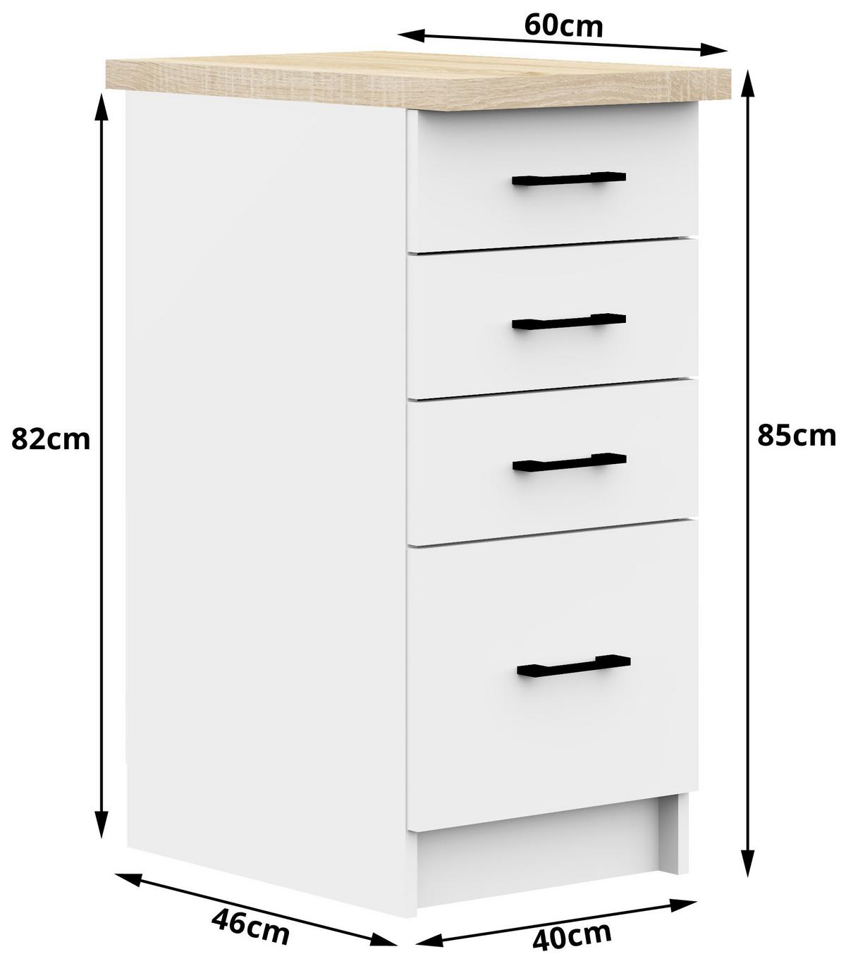 UNTERSCHRANK Weiß 85/40/46 - Weiß, Holzwerkstoff (40/85/46cm) - RAUMHIRSCH FURNITURE