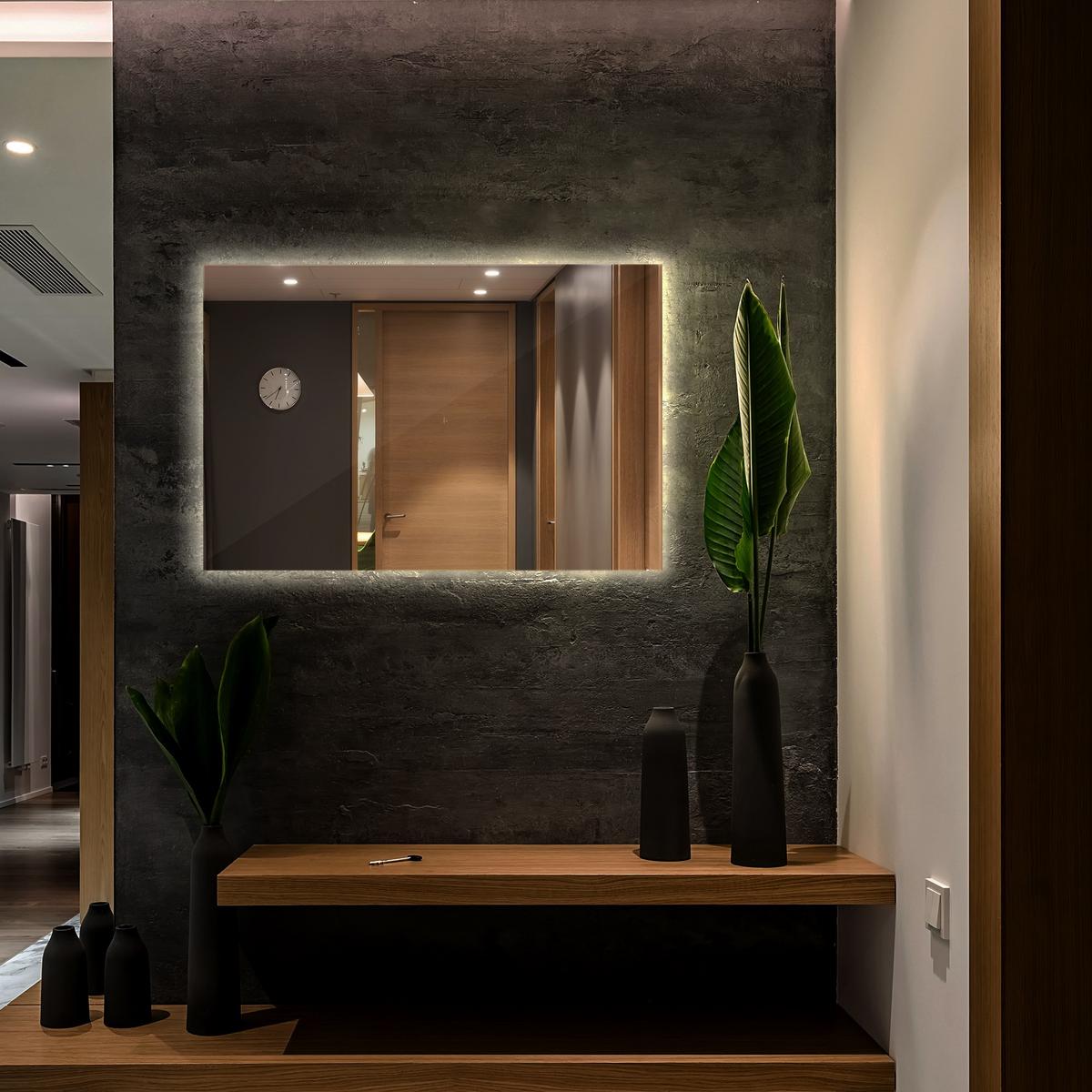 LED-SPIEGEL 100x70 cm Rechteckig Warmweiß 3000K - Transparent, Glas (70/100/0.4cm) - Wallfluent