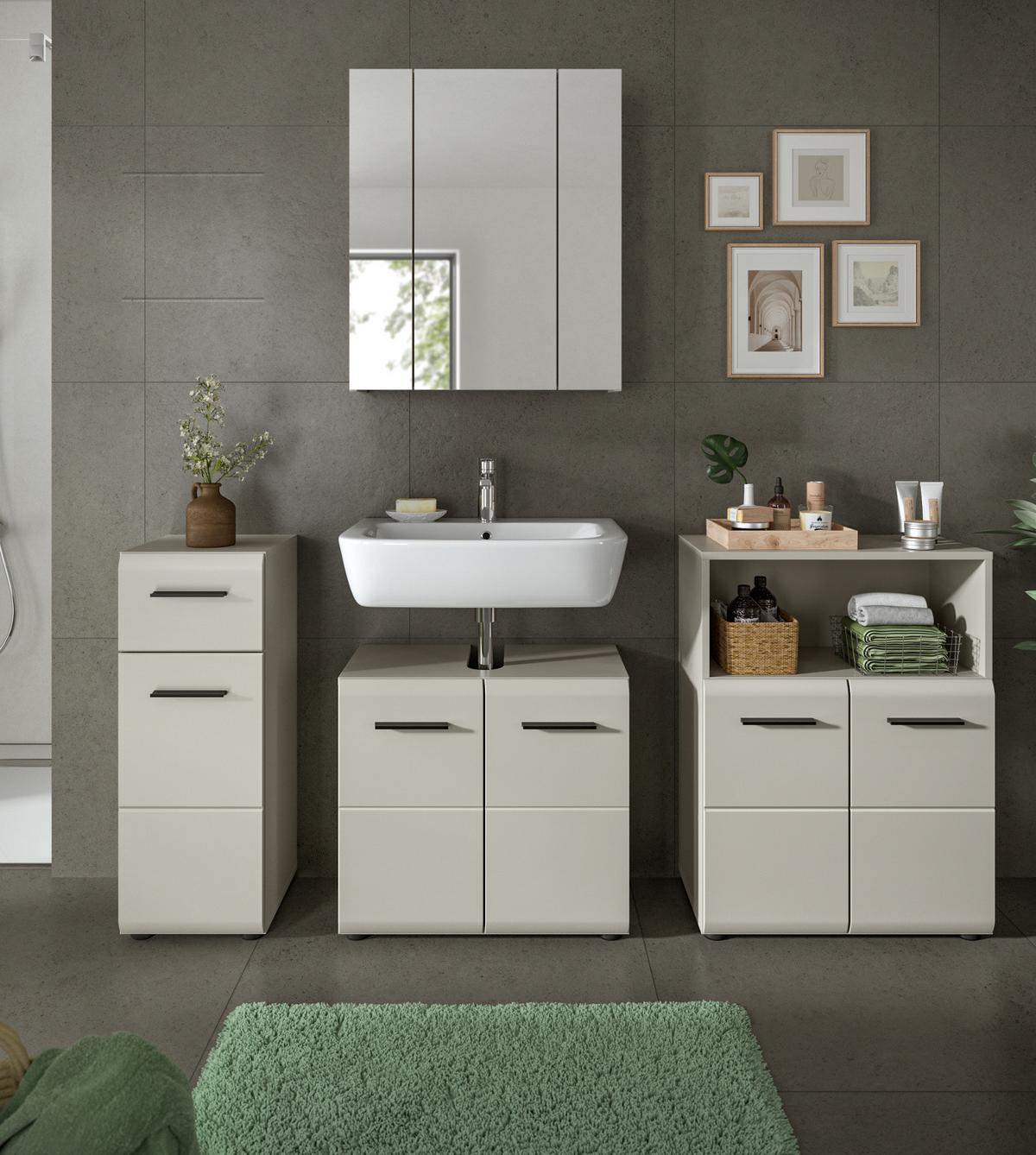 WASCHBECKENUNTERSCHRANK Kaschmir 60 cm, Badezimmer Unterschrank 2-türig - Kaschmir/Schwarz, Holzwerkstoff/Kunststoff (60/54/30cm) - Inn.Furn