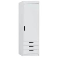 DREHTÜRENSCHRANK Elena mit 1 Tür und 3 Schubladen, Weiß - Weiß, Holzwerkstoff (60/190/53cm) - Beautysofa