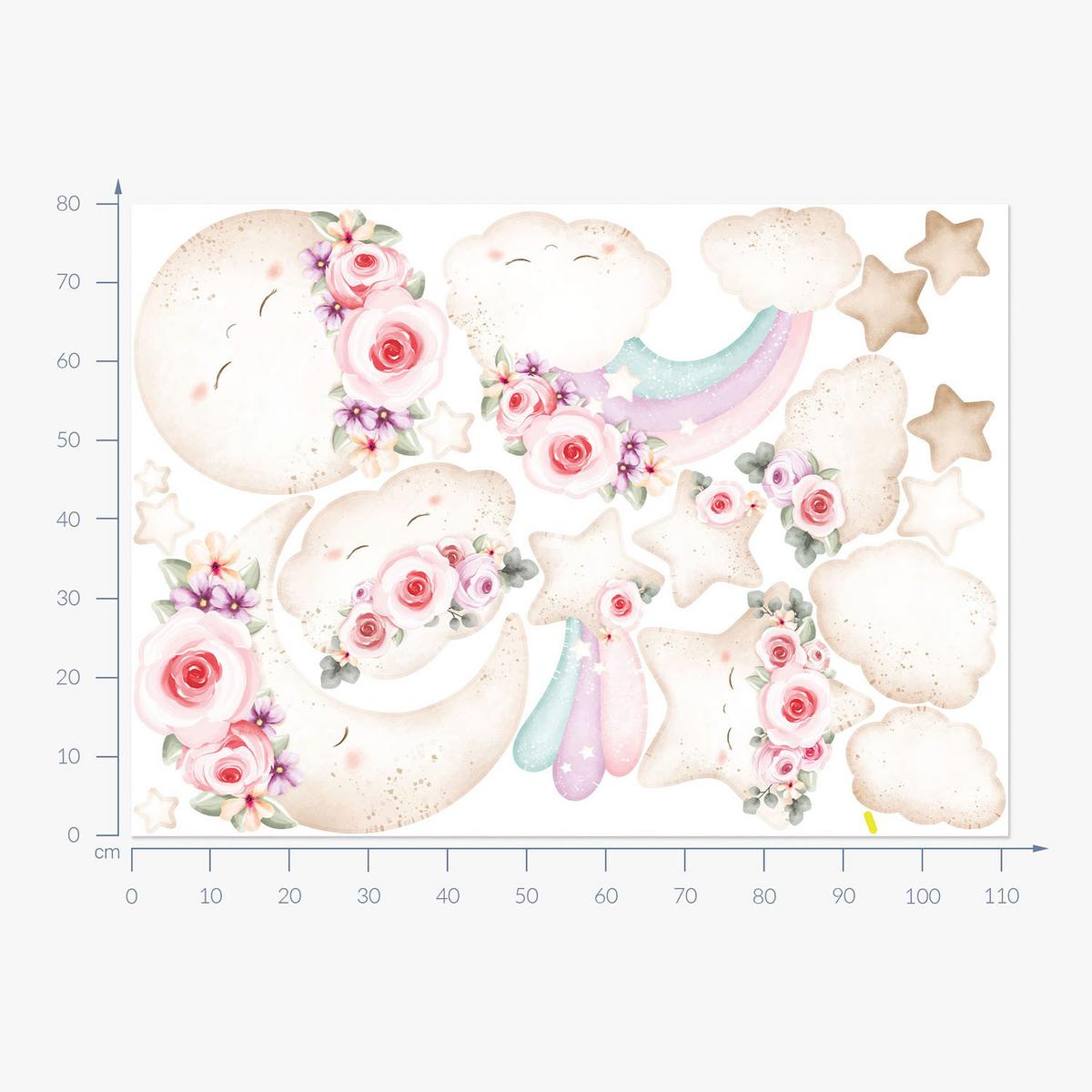 WANDAUFKLEBER 80x111cm - Elemente des Himmels - Multicolor, Kunststoff (80/111/0.1cm) - Wallfluent