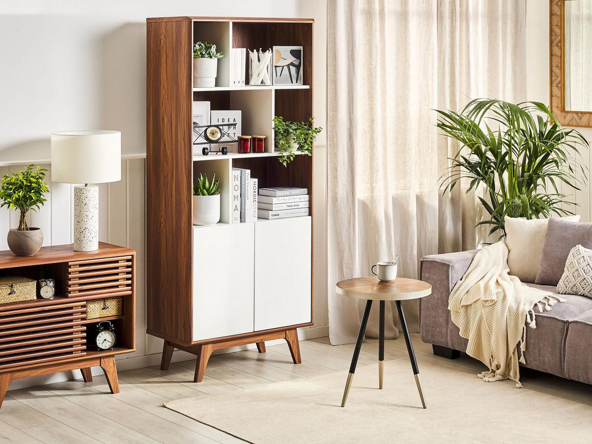SCHRANK 3 Fächer Columbus - Dunkelbraun, Holzwerkstoff (79/182/40cm) - Beliani
