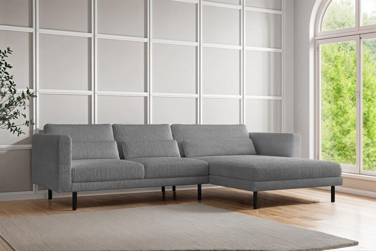 ECKSOFA Agada In Poso - Grau, Holzwerkstoff/Textil (281/174cm) - Fun Möbel