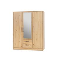 DREHTÜRENSCHRANK VANO 150/190/56cm 3-türig mit Spiegel Eiche Artisan - Eiche Artisan, Holzwerkstoff (150/190/56cm) - MASSENO