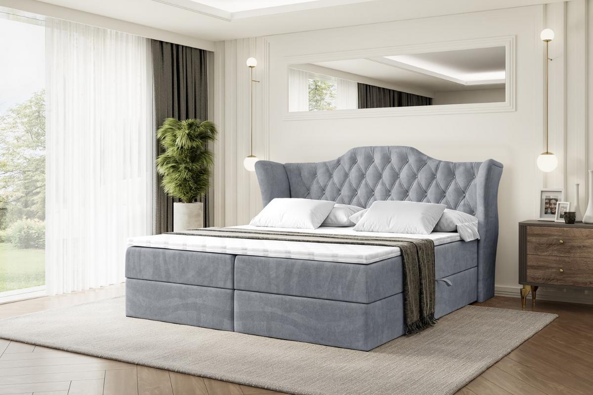 BOXBETT mit Matratze H4 und Lattenrost - VILA - 180x200 cm - H4 - Grau - Grau, Holzwerkstoff (180/200cm) - ALTDECOR