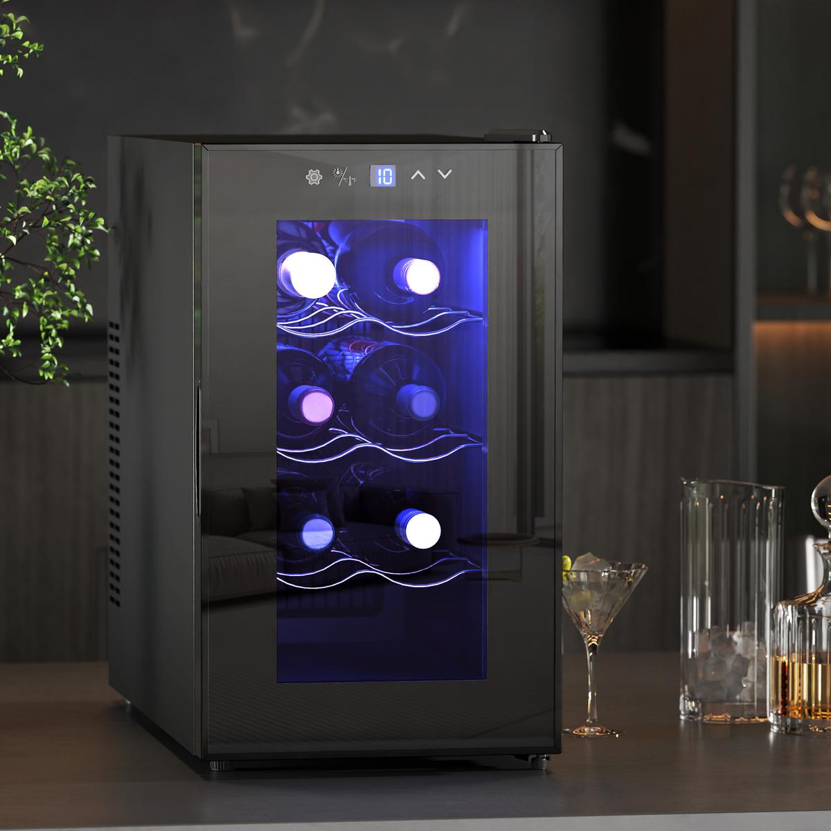 WEINKÜHLSCHRANK Metall Schwarz - Schwarz, Metall (26.5/47.5/51.5cm) - HOMCOM