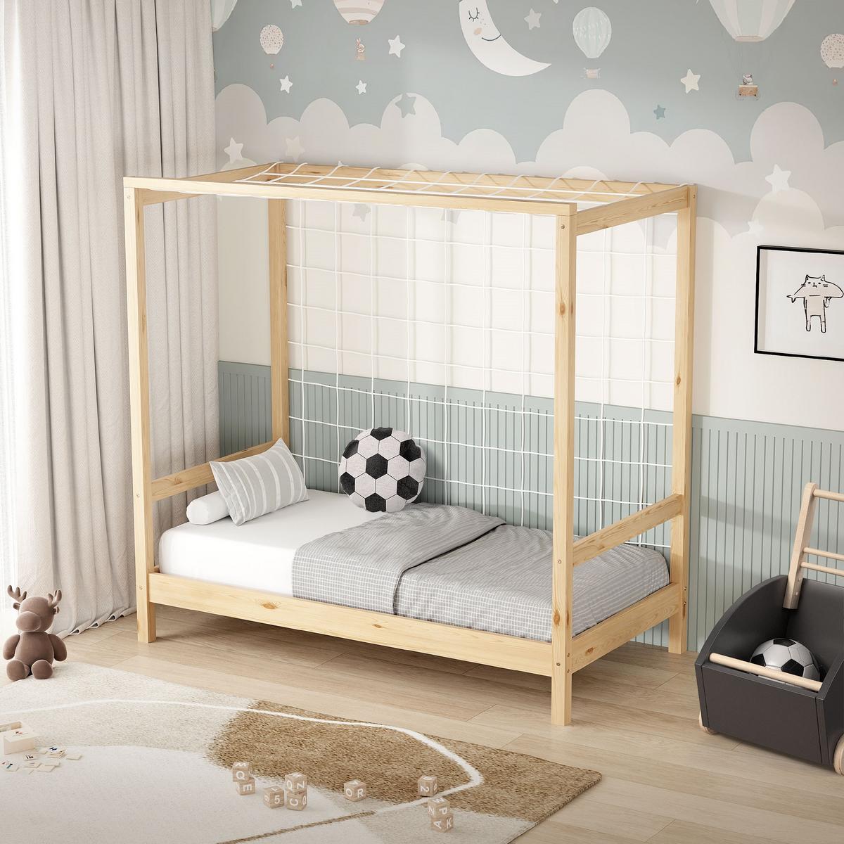 KINDERBETT Fußballtor 70x140 cm Natur - Hellbraun, Holz (70/140cm) - ML-DESIGN
