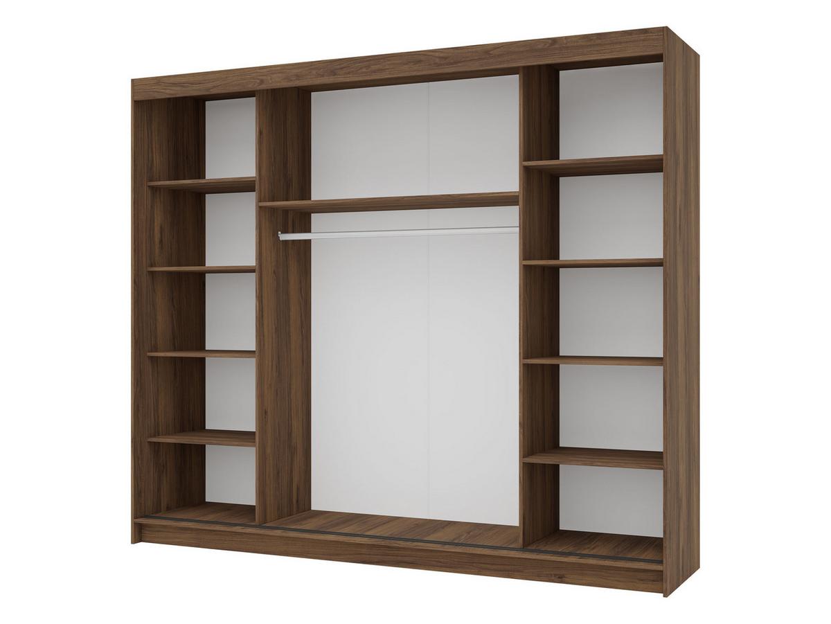SCHIEBETÜRENSCHRANK Infinity II 250 - Nussbaumfarben/Schwarz, Holzwerkstoff/Kunststoff (250/200/58cm) - MIRJAN24