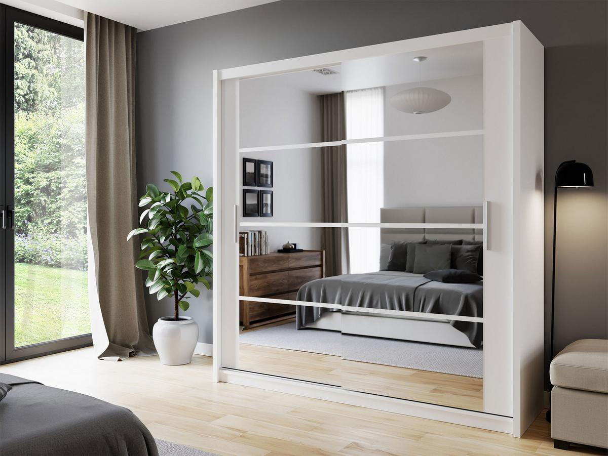 SCHIEBETÜRENSCHRANK Dakota 160 - Silberfarben/Weiß, Holzwerkstoff/Kunststoff (160/215/61cm) - MIRJAN24