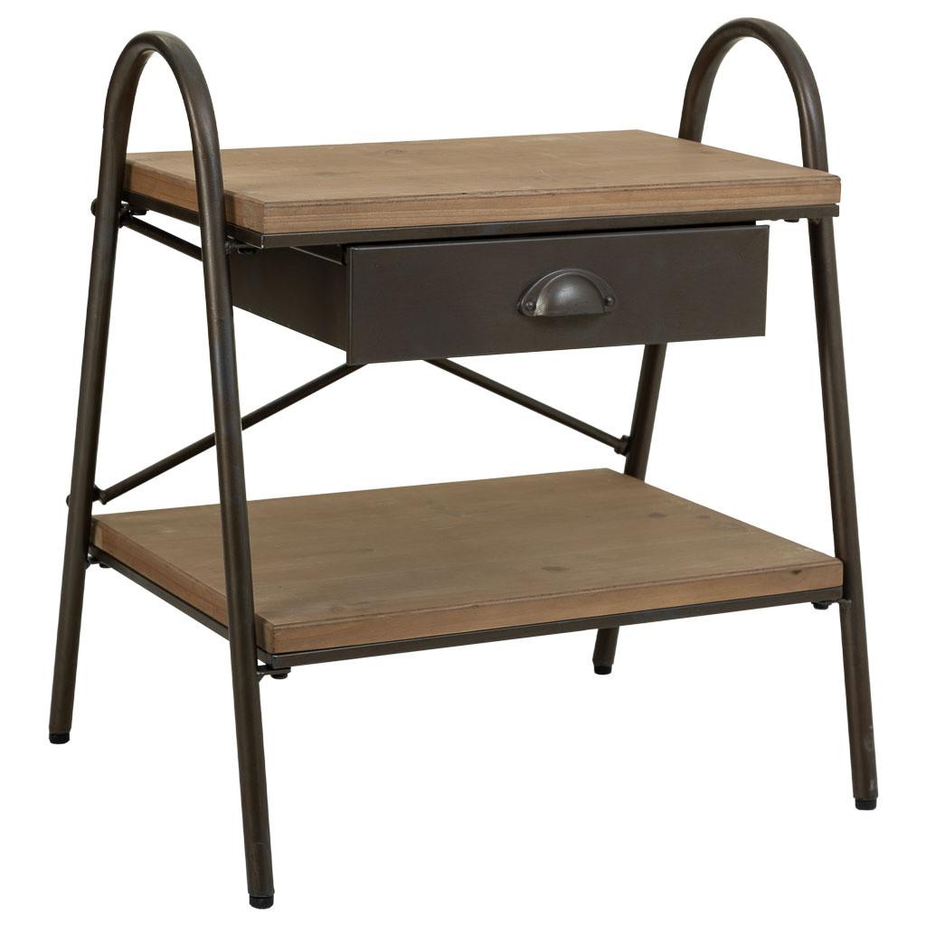 NACHTTISCH aus Metall und Holz, braun, 52x42x60cm - Braun, Holz (52/60/42cm) - Wanderlust