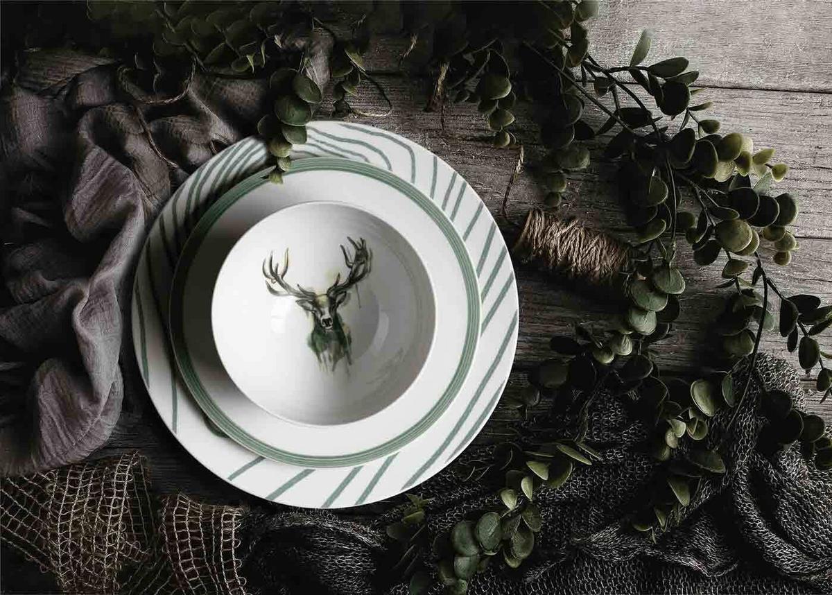 SPEISETELLER Life Nature Baumstruktur weiß-grün ø 28 cm 6er Set - Weiß/Grün, Keramik (28.3cm) - Seltmann Weiden