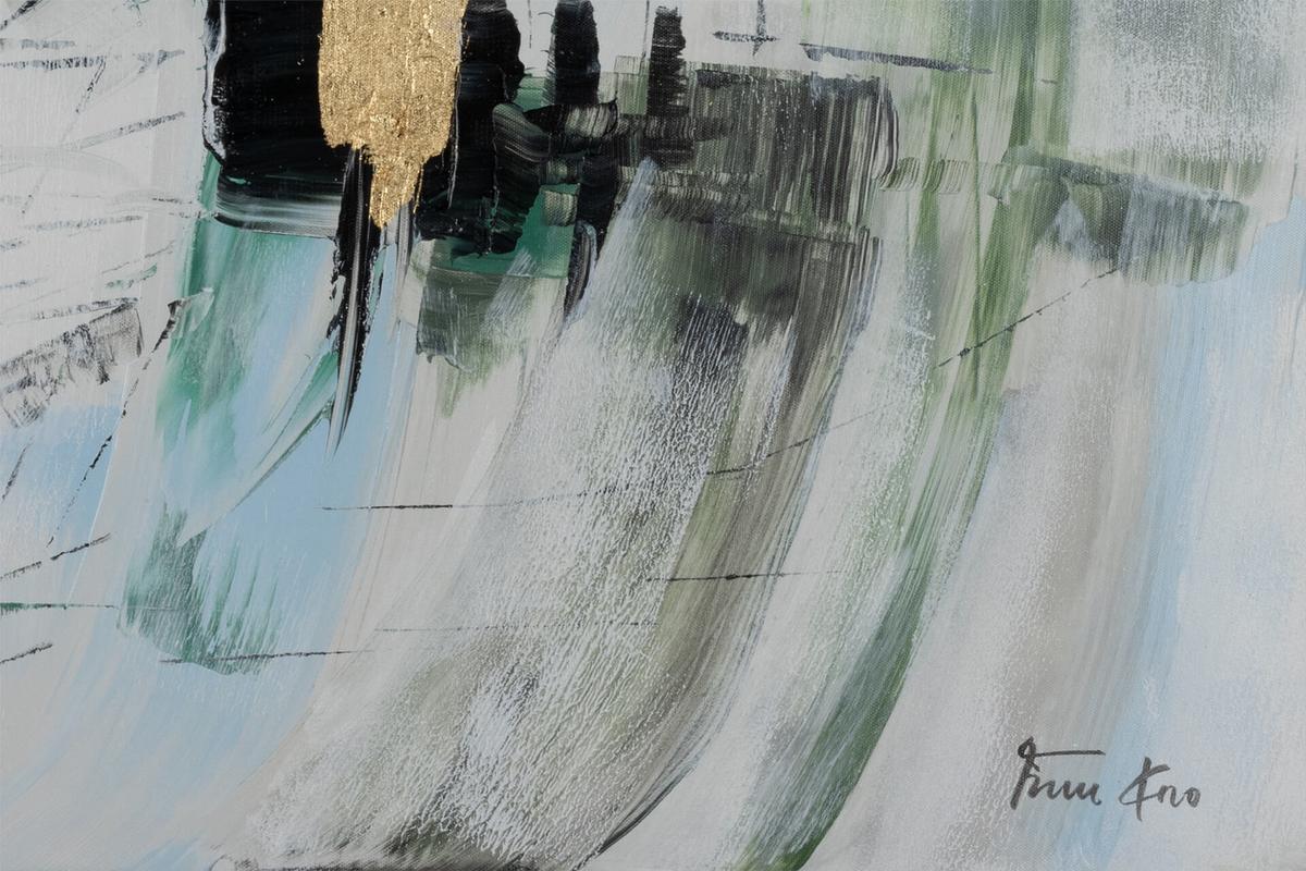 ACRYLBILD HANDGEMALT 100/75 cm - Grau/Grün, Holz/Textil (100/75cm) - KUNSTLOFT