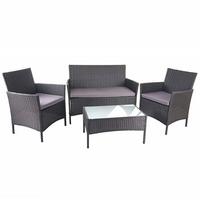 POLY-RATTAN GARNITUR Schwarz, Anthrazit - Anthrazit/Schwarz, Kunststoff - MCW