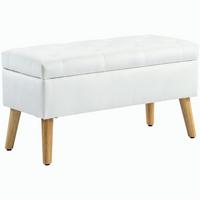 TRUHENBANK Samtoptik Weiß - Weiß, Kunststoff (35/40/80cm) - HOMCOM
