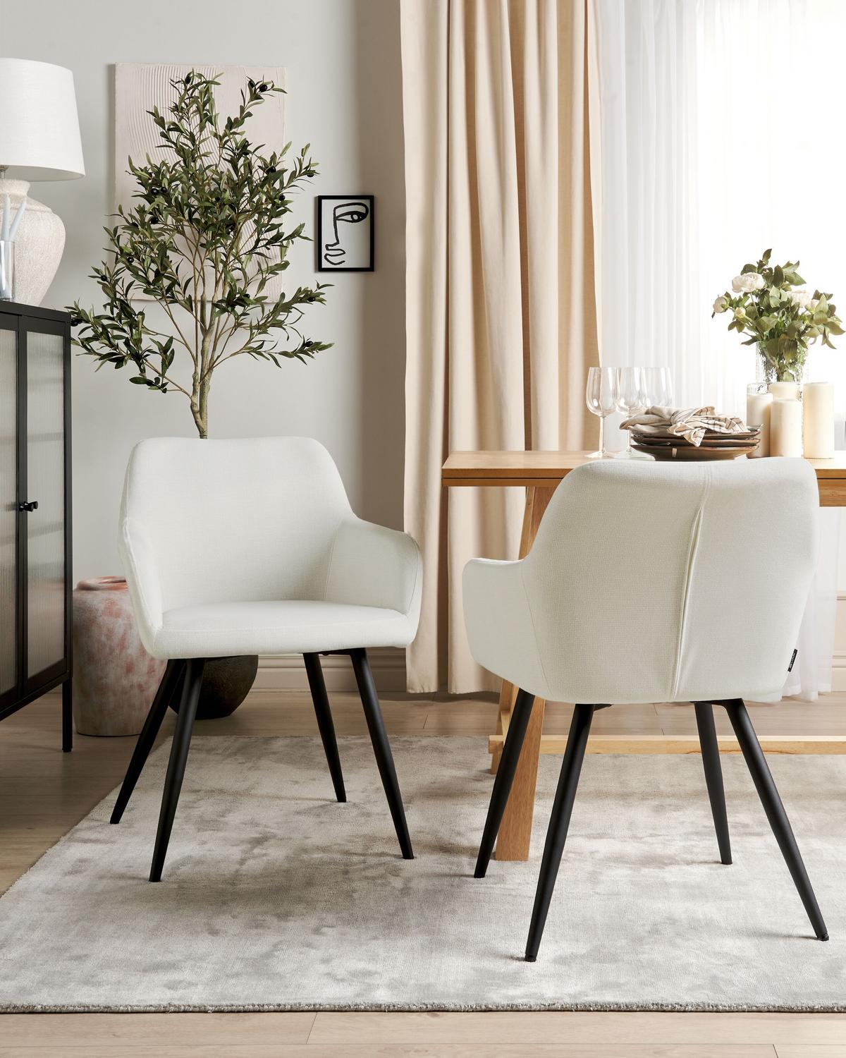ESSZIMMERSTUHL 2er-Set Samt cremeweiß Casmalia - Weiß, Textil (59/78/62cm) - Beliani