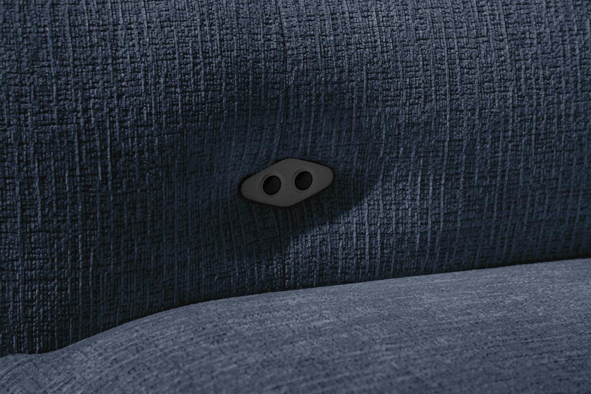ECKSOFA SVEN 3-Sitzer, 1 Relax XL, verstellbare Kopfstützen, navy blue - Schwarz/Dunkelblau, Holzwerkstoff/Textil (256/163cm) - Wozimo