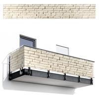 BALKON-SICHTSCHUTZ Ziegel - Wand - Licht - Weiß Groß 500x80 cm - Creme, Kunststoff (500/80cm) - MuchoWow