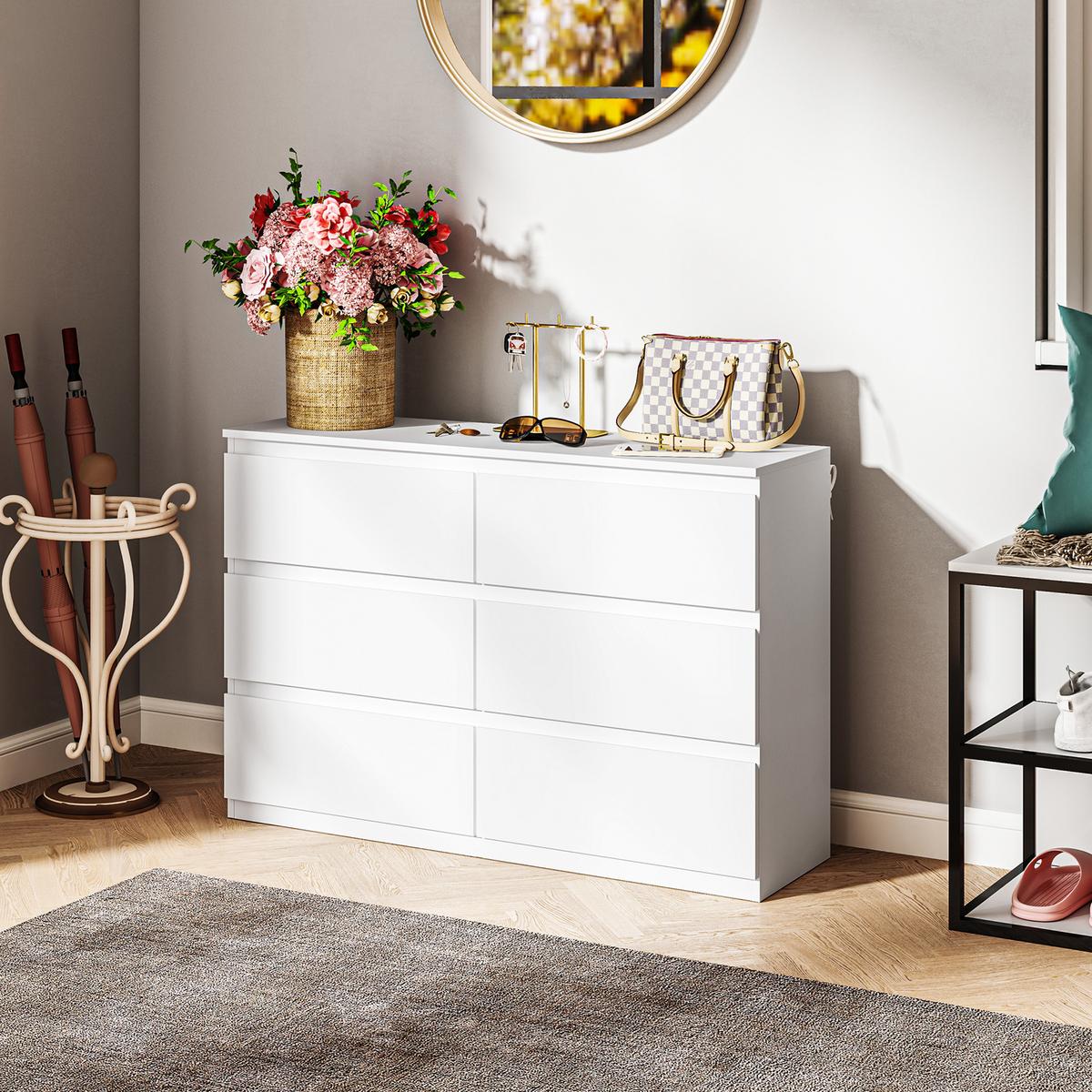 KOMMODE Spanplatte Weiß - Weiß, Holzwerkstoff/Kunststoff (34/75/112cm) - HOMCOM