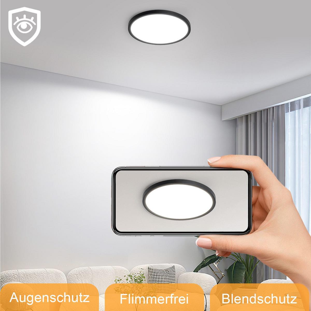 LED-DECKENLEUCHTE Malatesta 18/18/2.6 cm - Schwarz, Kunststoff (18/18/2.6cm) - Nettlife