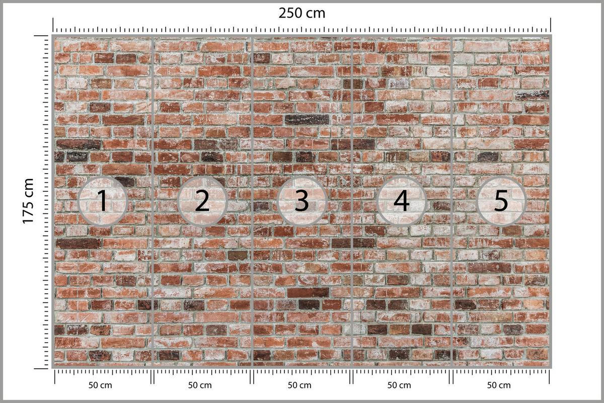 FOTOTAPETE für Büro Ziegelmauer Wand Abstraktion 250x175 - Braun, Papier (250/175cm) - Muralo