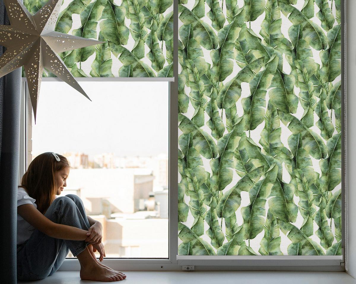 INNENROLLO - Fensterrollo - Rollo - 100x100 cm - Blätter - Grün, Kunststoff (100/100/0.5cm) - TULUP