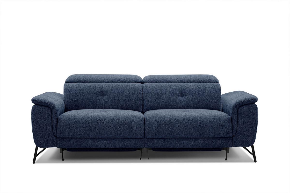SOFA AVENA 3-Sitzer mit 2 Relaxfunktionen, dunkelblau - Dunkelblau, Holzwerkstoff/Textil (204/80/108cm) - Wozimo