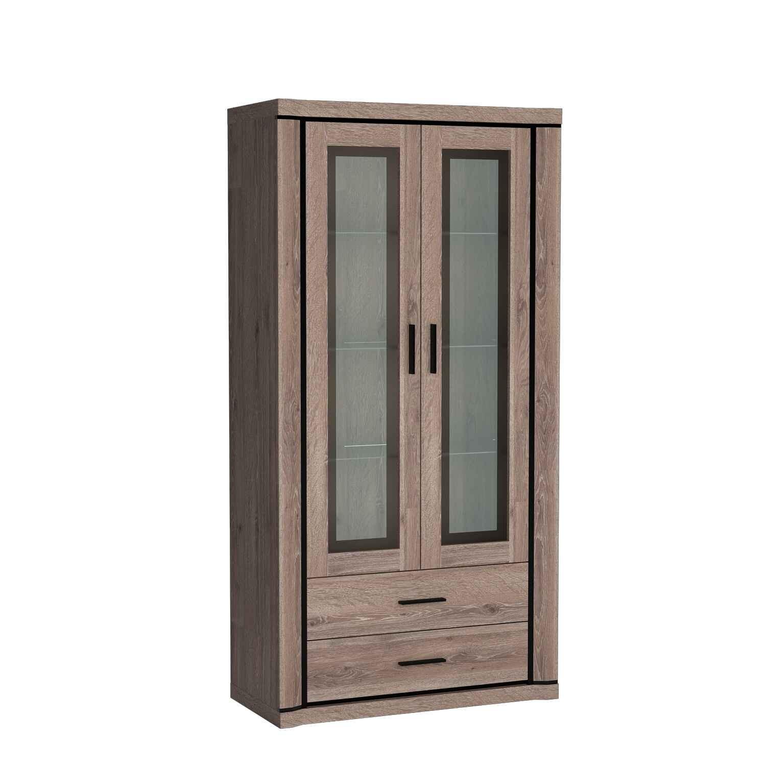 VITRINE MALAGA 192 / 97 cm in Braun - Braun, Holzwerkstoff (97/192/45cm) - MASSENO