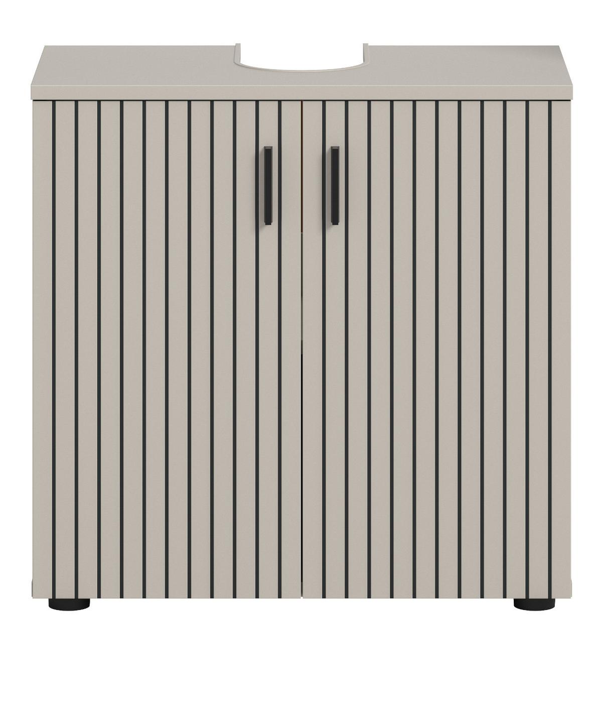 WASCHBECKENUNTERSCHRANK kaschmir 60 cm, Badezimmer Unterschrank 2-türig - Kaschmir/Schwarz, Holzwerkstoff/Kunststoff (60/59/30cm) - Inn.Furn