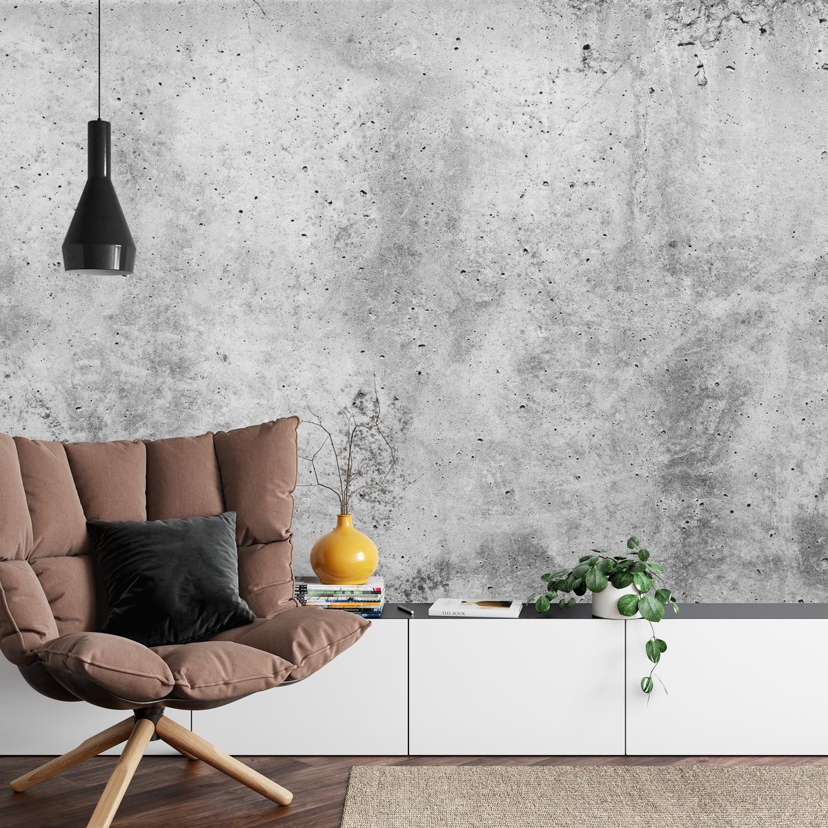 FOTOTAPETE Grauer Minimalistischer Beton Industrial Modern Loft 100x70 - Grau, Papier (100/70cm) - Muralo