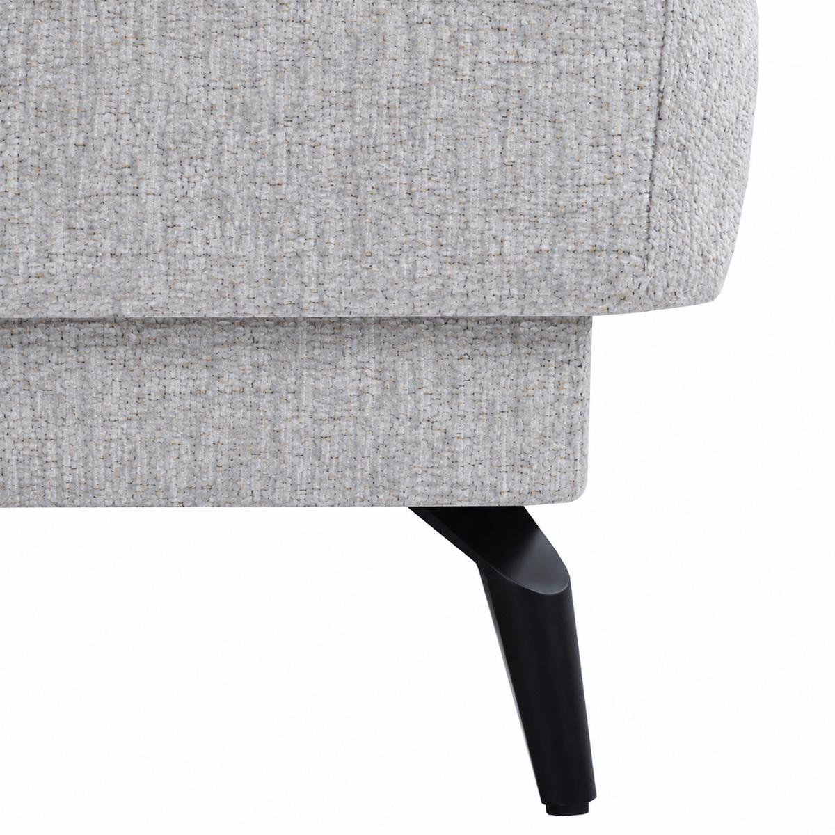 ECKSOFA Marco Mini mit elektrisch ausfahrbarem Sitz und verstellbaren Kopfstützen, Links, Chenille-Stoff, Hellgrau - Hellgrau/Schwarz, Textil (275/182cm) - Beautysofa