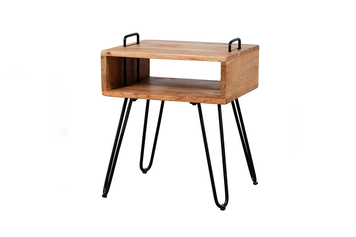 NACHTTISCH QARO Holz Akazie - Zwetschgeholzfarben, Holz (40/48/34cm) - KAWOLA