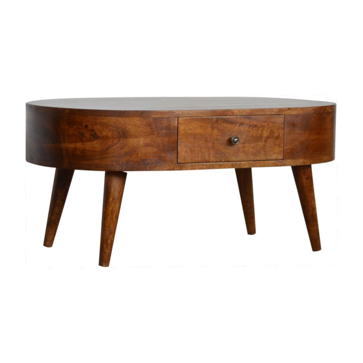 COUCHTISCH mit 2 Schubladen, Nordische Beine, Braun - Messingfarben/Braun, Holz/Metall (55/85/40cm) - Artisan Furniture